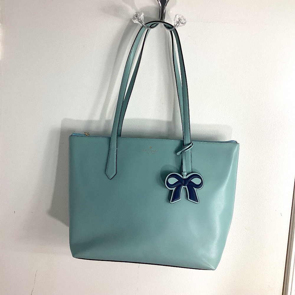 NEW KATE SPADE CASSY FROSTED SPEARMINT LARGE  SMOOTH LEATHER TOTE SHOULDER BAG